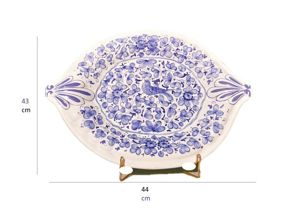 Grande Vassoio Deruta Blu Tradizionale Dipinto a Mano
