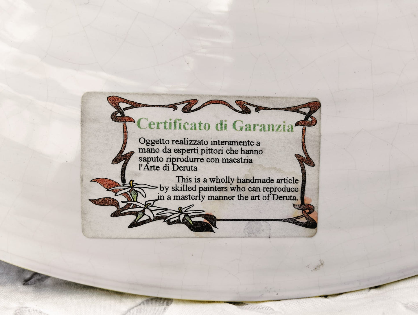 Large Deruta Ceramic Plate – Hand-Painted Renaissance Portrait, Italian Art - Ø 48 cm