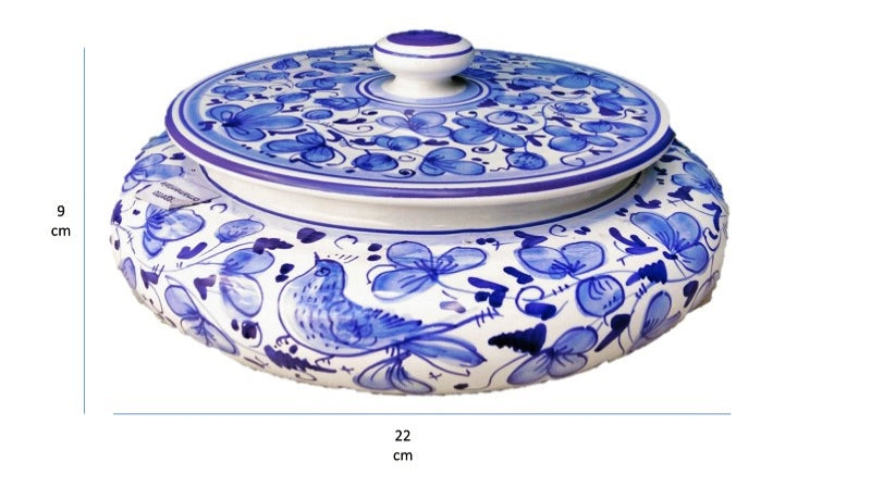 Zuppiera Decorativa Deruta. Decoro Uccelli Blu – Made in Italy