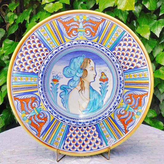 Deruta Ceramic Wall Plate – Renaissance "Bella Donna" Portrait Style