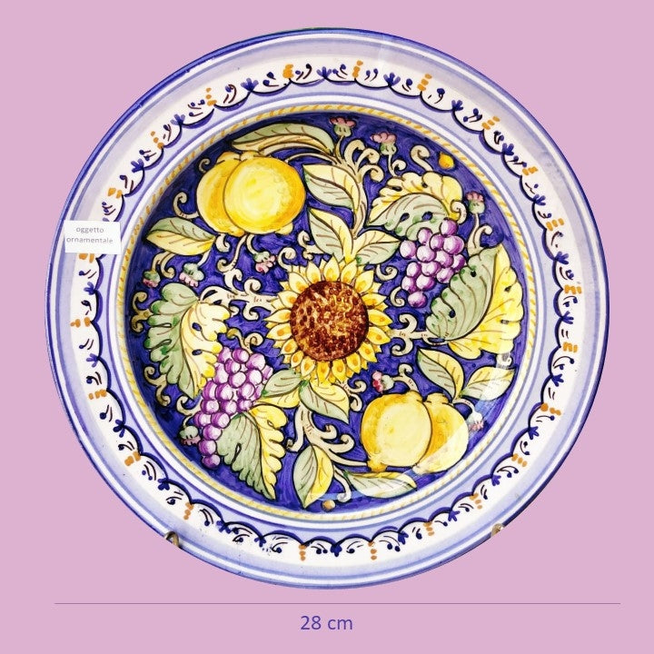 Decorative plate, "Sunflowers", Deruta. 28 cm, made in Italy