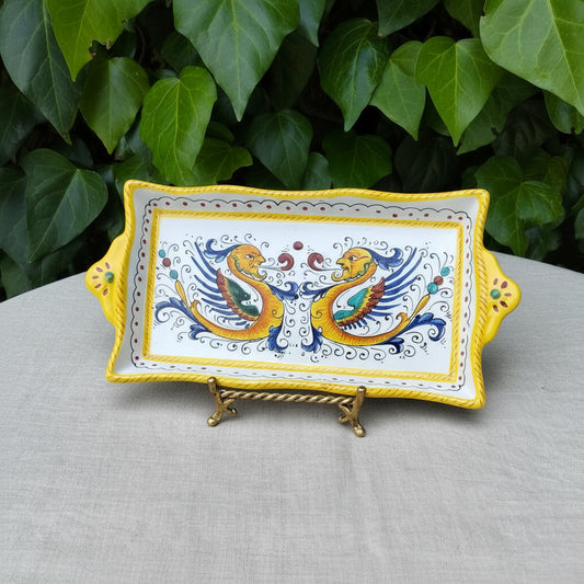 Small Rectangular Raphaelesque Ceramic Tray, Deruta – 25 x 14 cm