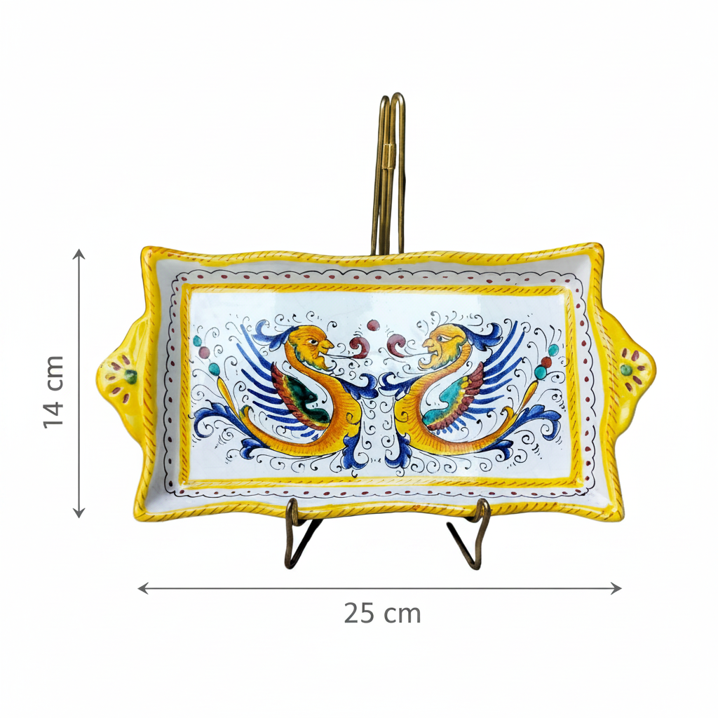 Piccolo Vassoio Rettangolare "Raffaellesco" in Ceramica di Deruta – 25 x 14 cm