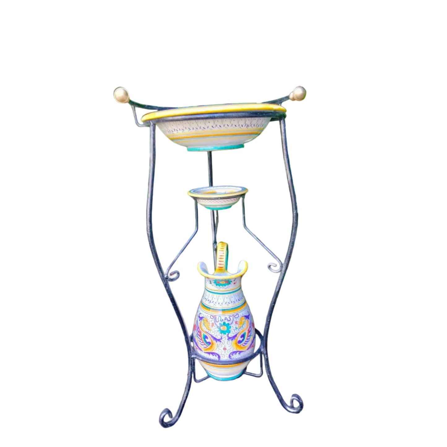 Rinfrescatoio Tradizionale in Maiolica di Deruta con Supporto - Stile Raffaellesco