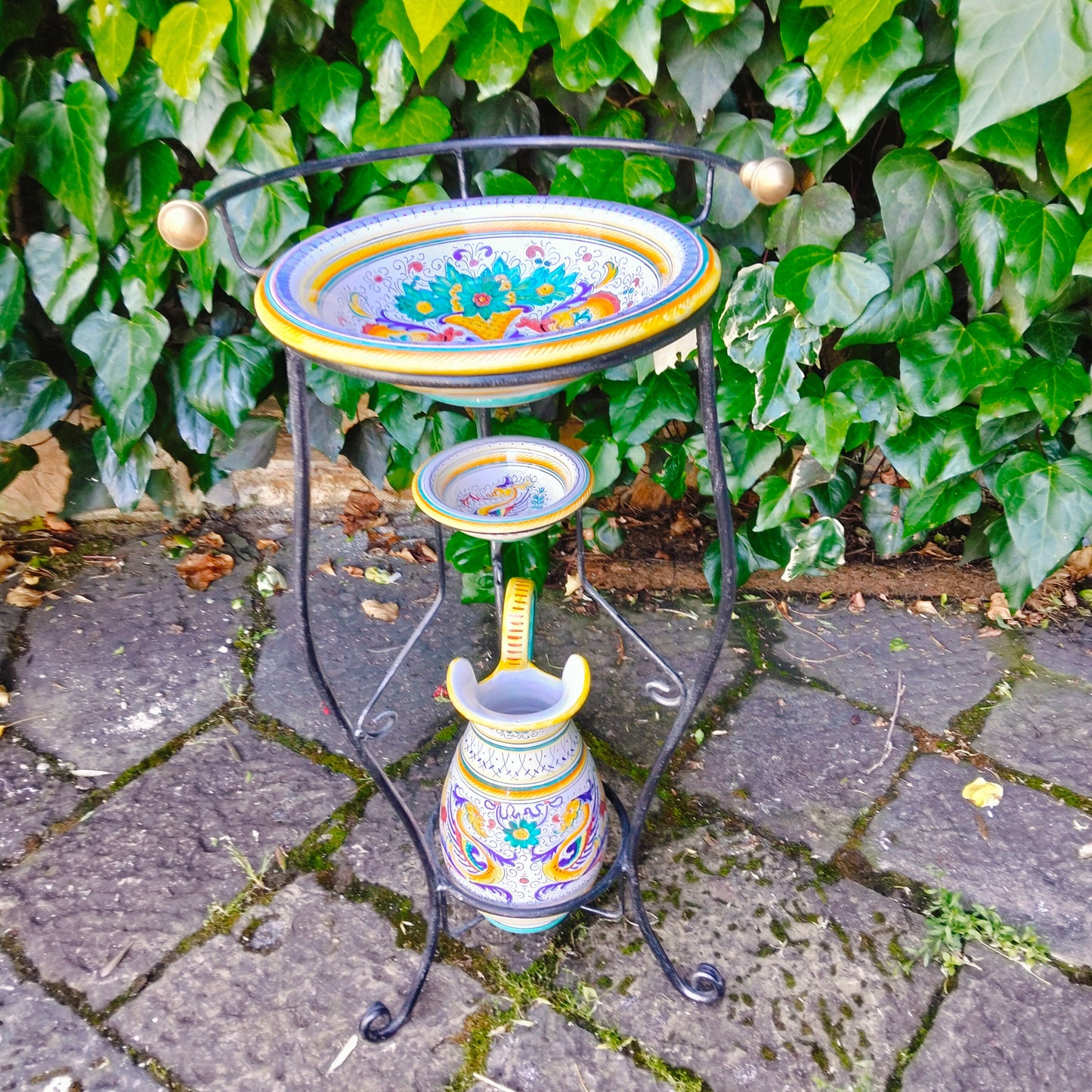Rinfrescatoio Tradizionale in Maiolica di Deruta con Supporto - Stile Raffaellesco
