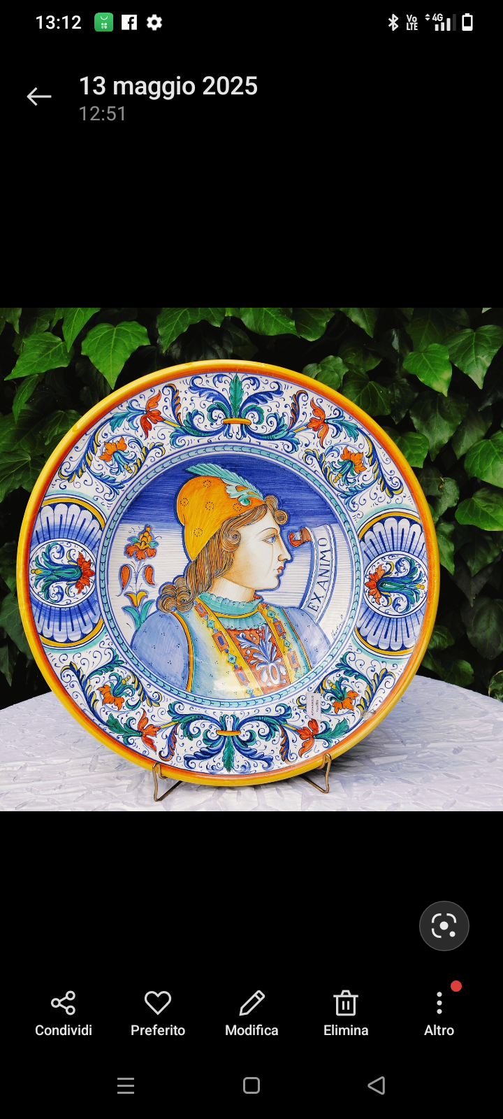 Hand-Painted Deruta Ceramic Plate – Renaissance Portrait, Italian Art (43 cm)